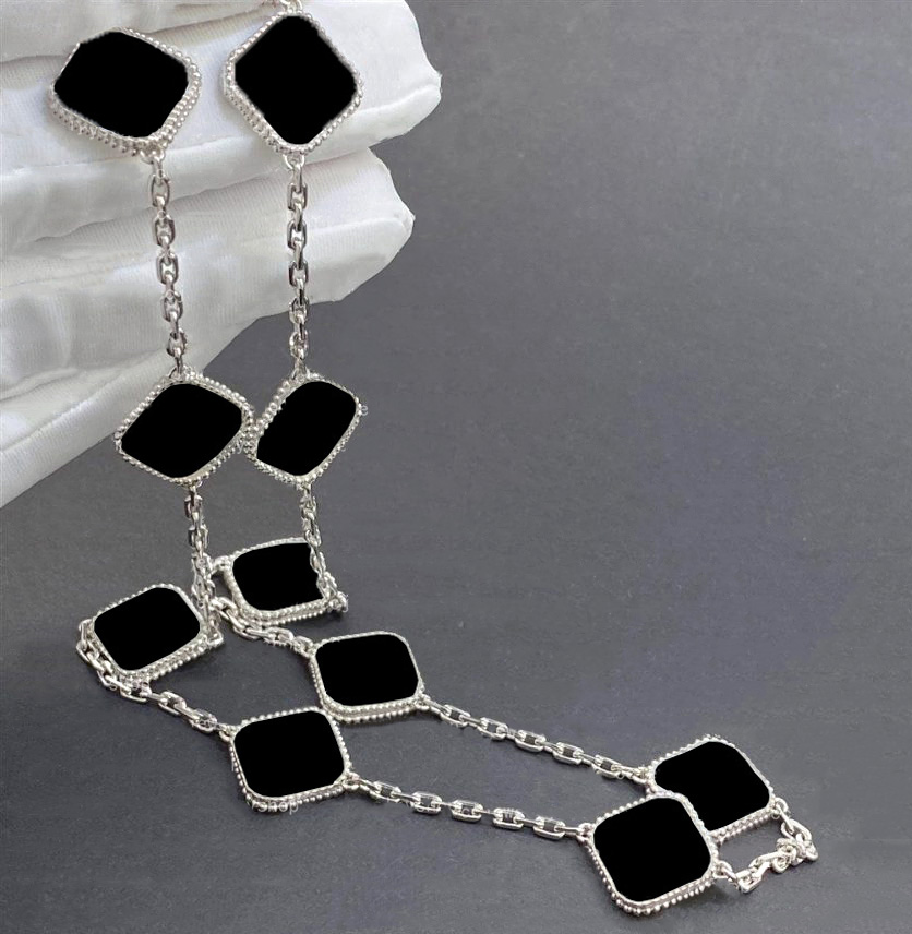 10 Diamond necklace Fashion Classic Clover Necklace Charm 18K Rose Gold Silver Plated Agate Pendant for Women&Girl Valentine's Engagement de-image-897539723