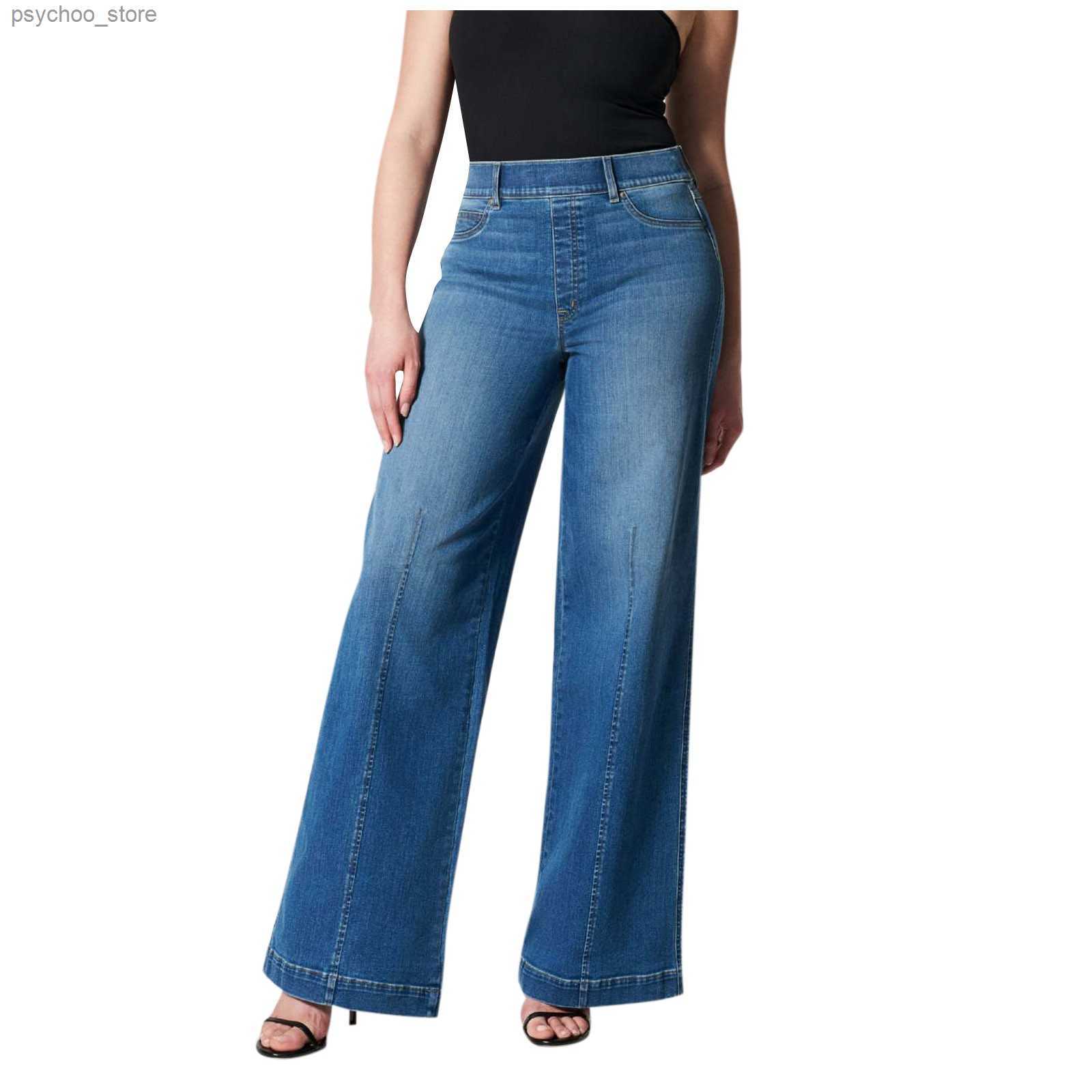 Women's Jeans Seamed Front Wide Leg Jeans Straight Leg Women's Jeans Stylish stretch fit High Waist Baggy Jeans Vintage Indigo Lounge P-image-899464411