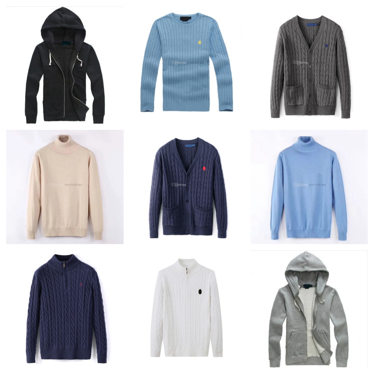 Pulls pour hommes Pull pour hommes Polo Demi-fermeture à glissière Ralph Lauren Sweat à capuche à manches longues tricoté cheval Twist col haut h