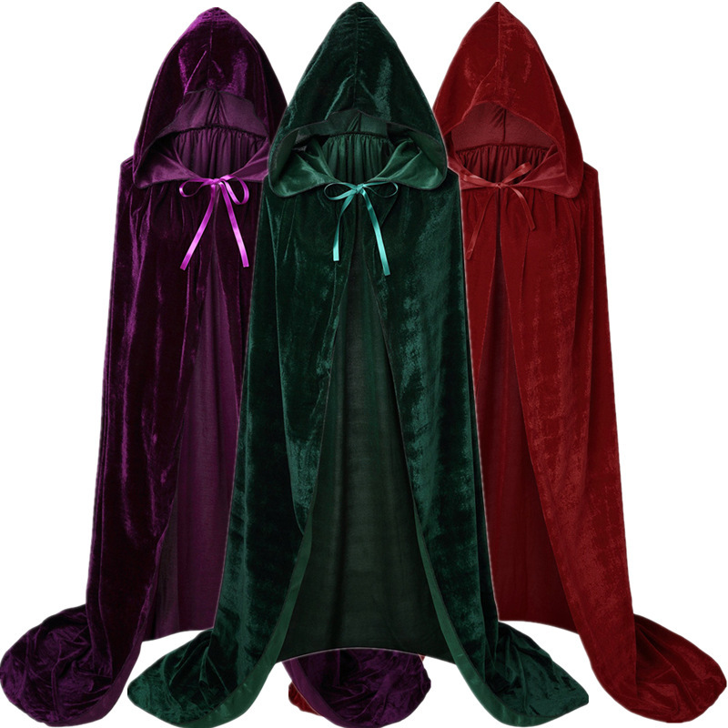 Stage Wear Halloween Cloaks Gothic Hooded Cloak Adult Capes Robe Women Men Vampires Grim Reaper Party-image-899494233