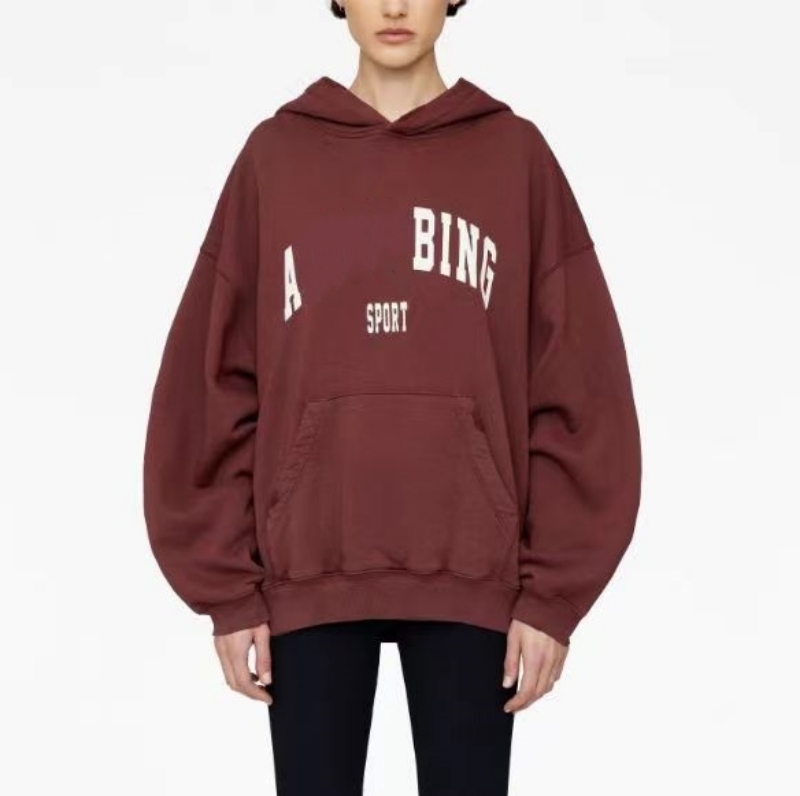 Women designer harvey hoodies cotton loose hooded sweater print wine color new sweatshirt-image-906339554