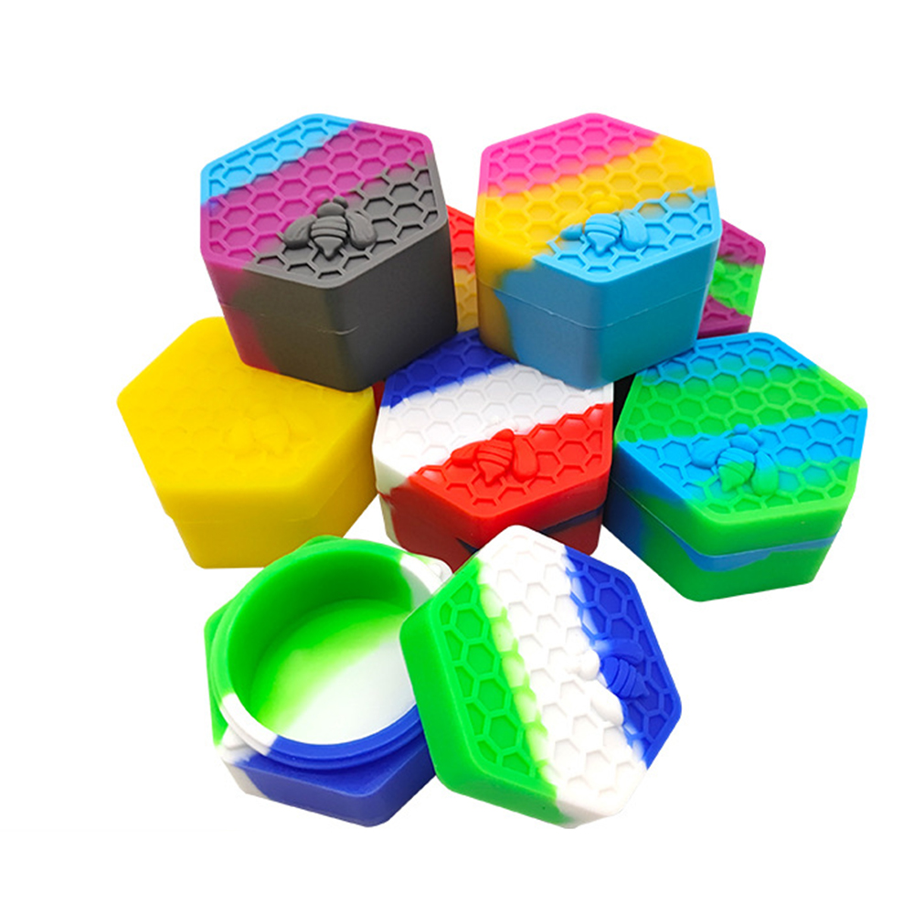 Silicone Container Big Hexagon Bee Style 26ml Silicone Jar for Oil Wax Box Cream Easy To Hold and Carry-image-1069315746