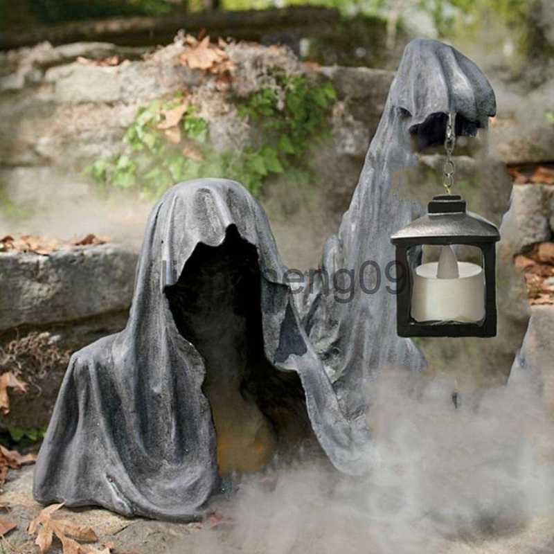 Party Decoration 2022 Ground Reaper with Lantern Resin Decorative Lantern Ghost Sculpture Statue Halloween Party Sculpture Outdoor Decorations x0-image-899619995