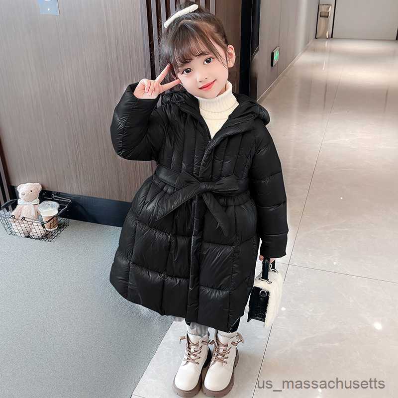Down Coat Luxury Designer Kids Jackets for Girls Coats Winter New Lengthened Clothing Longer Cotton Jacket 5 7 9 11 13Y R230905-image-900544241