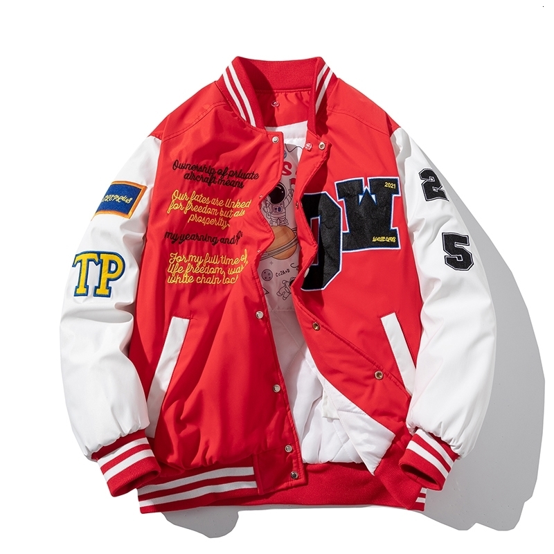 Mens Jackets Varsity Jacket Men Women Winter Embroidery Baseball Hip Hop Letter Cartoon Anime Coat Hooded American Couple Windbreaker 230904