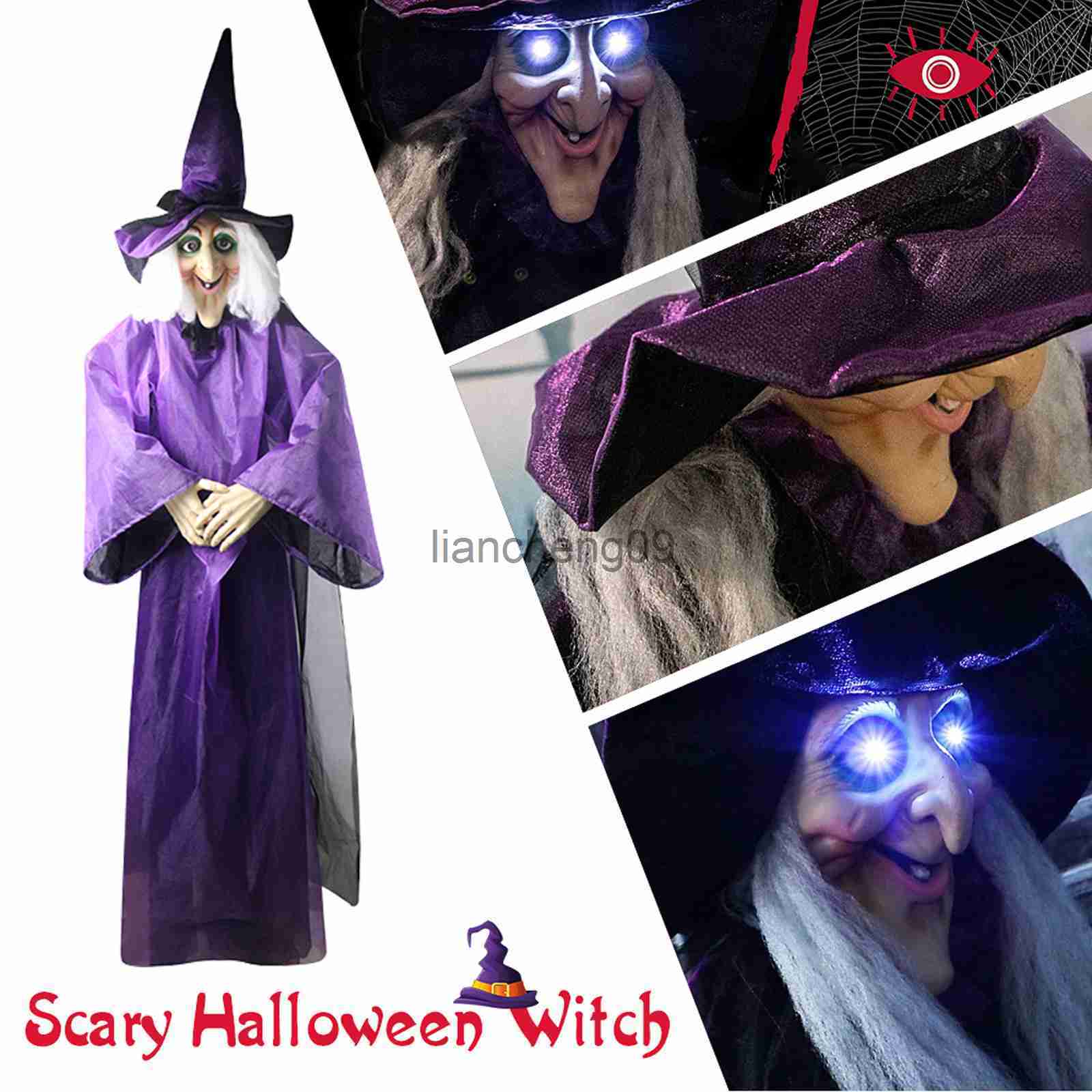 Party Decoration Halloween Decor Animated Purple Witch Hanging House Prop Decorations Led Eyes Home Decoration DecoraciN L260529-image-899620683