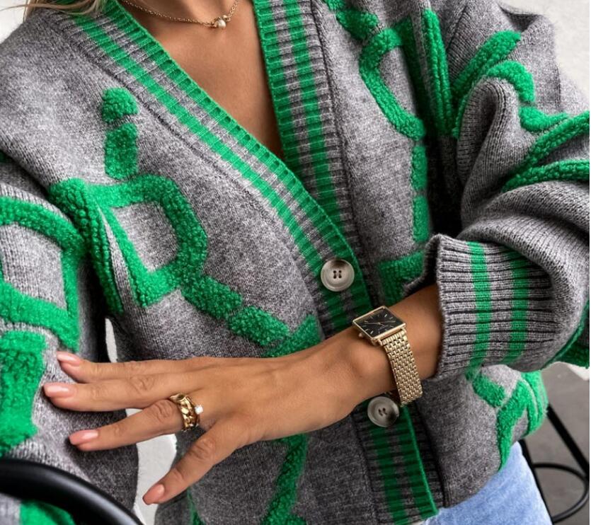 New Women DesignerLetter Knitted V neck Cardigan Clothes Knit Multicolour Female Super Sweaters Jacket cardigan designer woman