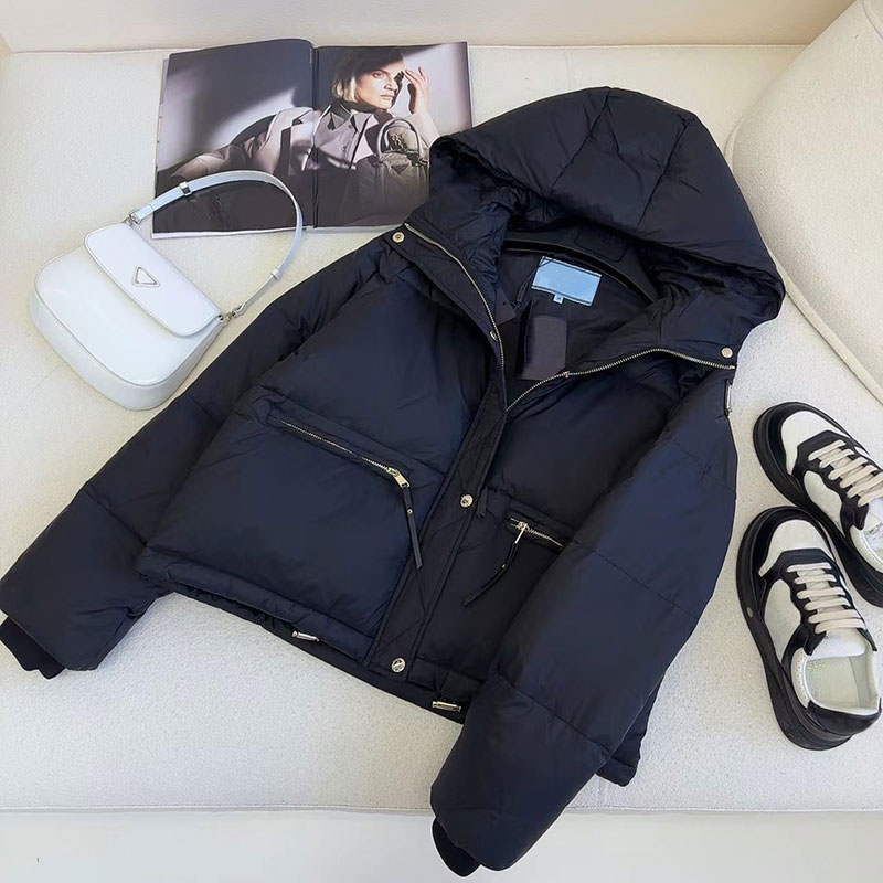 23AW Women Jacket Parkas Down Hooded Coat Fashion Casual Short Jacke Style Windbreaker Pocket Lady Warm Coats S-L-image-899565841