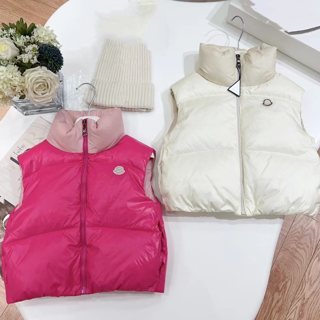kid Down vest Baby Designer Coat Kids Coats toddler waistcoat Winter Jacket Thick Warm Outwear Clothing Boys Girls Jackets pink white
