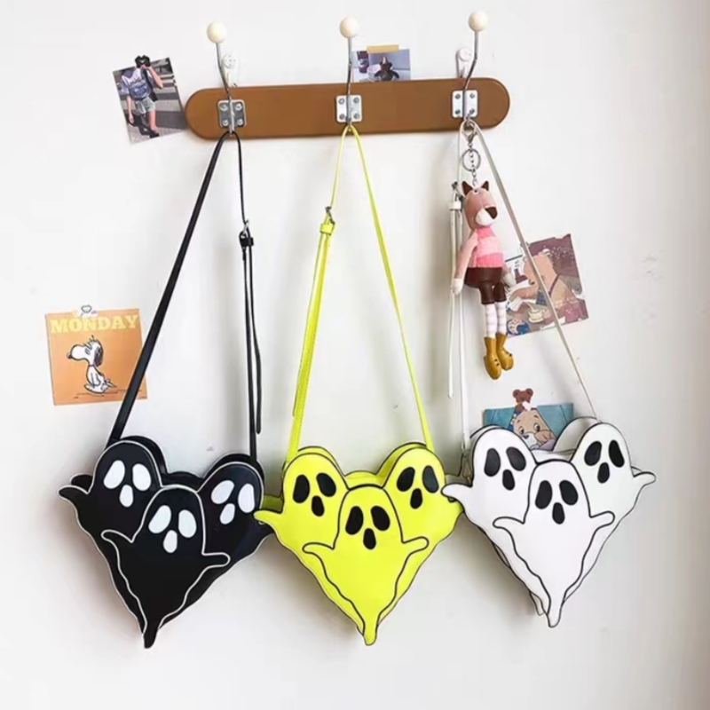 Halloween Ghost Shoulder Bag Ghost themed design crossbody bag trendy new funny and creative versatile PU women's bag