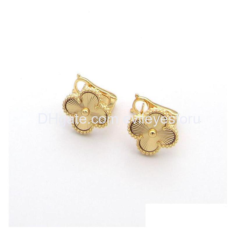 luxury designer earrings screw back four-leaf clover earrings womens fashion 18k gold earring jewelry