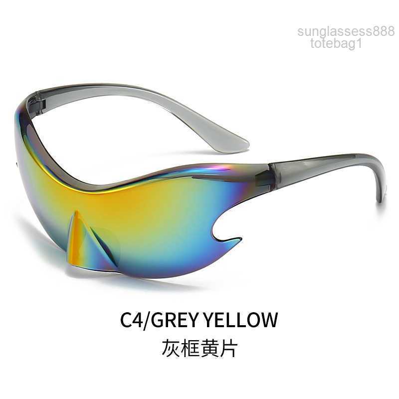 Lunettes de soleil pour hommes Lunettes de science-fiction Lunettes de soleil punk personnalisées pour femmes Technologie Sense One Piece Film coloré Riding 2 G9me ILUJ