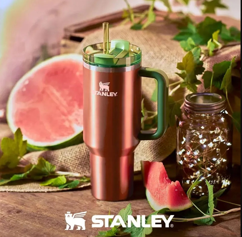 Stanley Quencher H2.0 Tumbler Watermelon Moonshine Tie Dye 40 OZ Stainless Steel Cups with Silicone handle Lid And Straw 2nd Generation Car mugs-image-892495650
