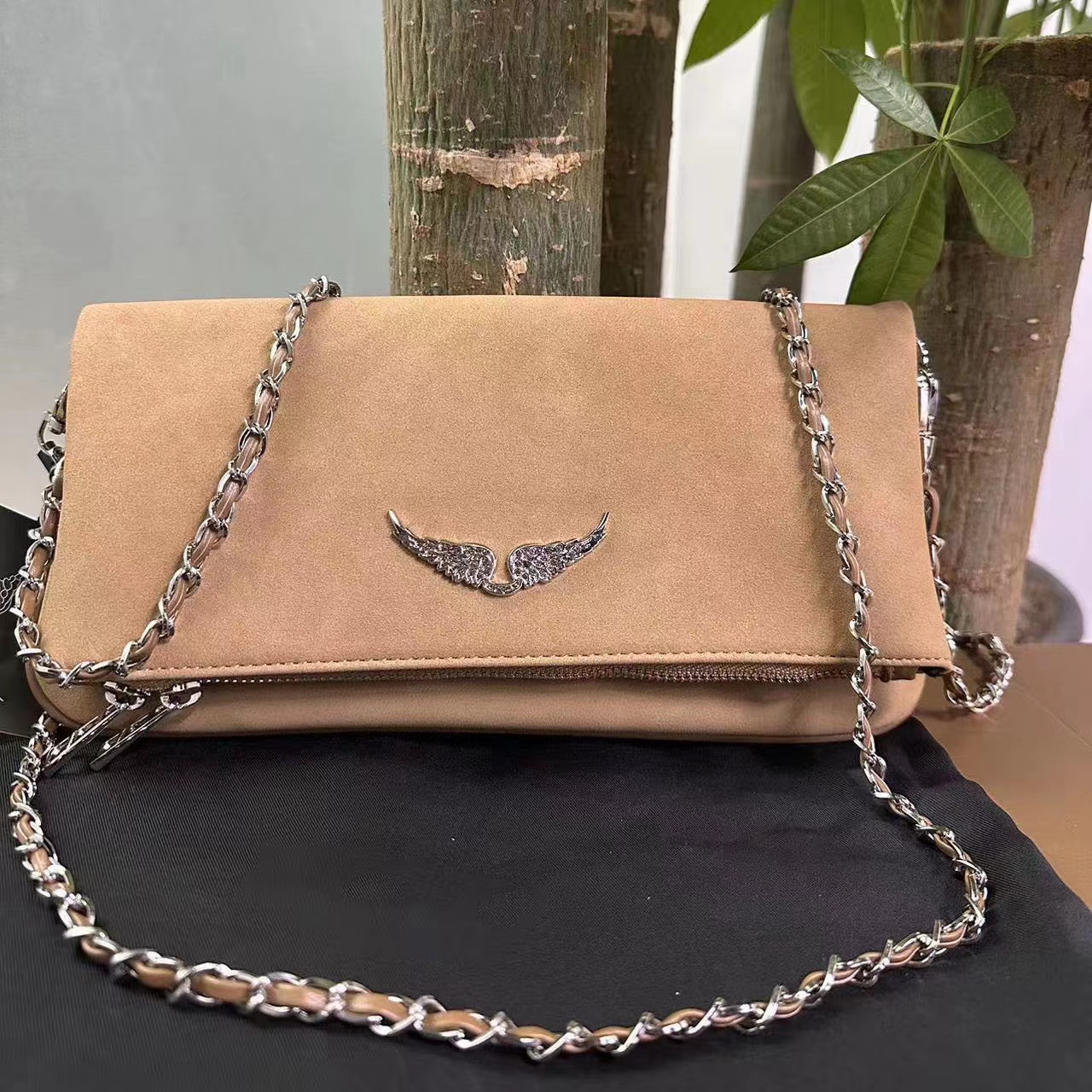 Evening Bags French Zv Purses Ladies Handbags Leather Messenger Simple Fashion Handbag Exquisite Wing Metal Chain Cowhide Shoulder Satchel case