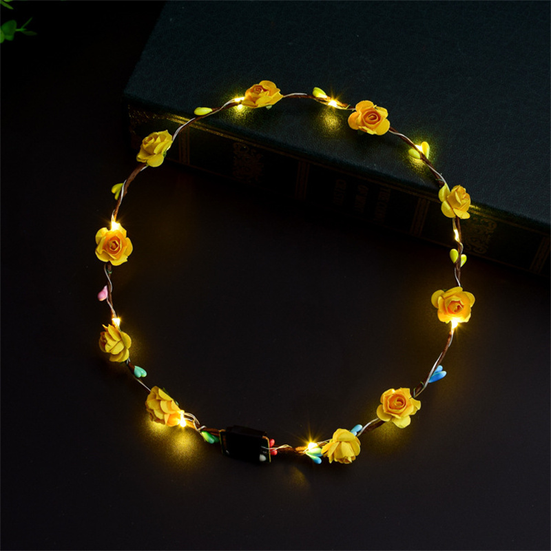 Christmas Holiday Flashing LED Hairbands Strings Glow Flower Crown Headbands Light Birthday Party Garland