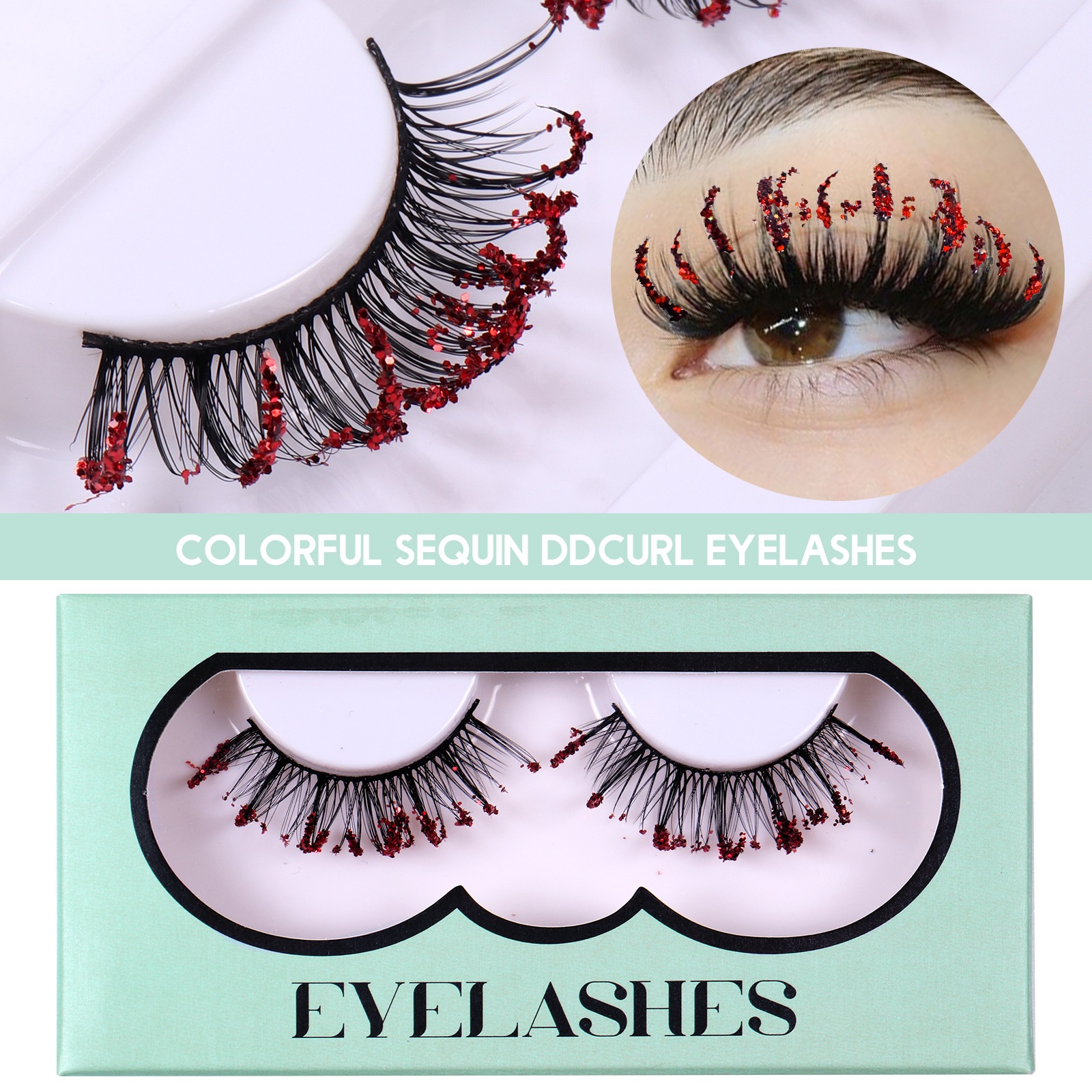 Thick Natural Colored Glitter False Eyelashes Extensions Soft Wispy Handmade Reusable Faux Mink Fake Lashes with Glitter Powder Full Strip Eyelas-image-451055093