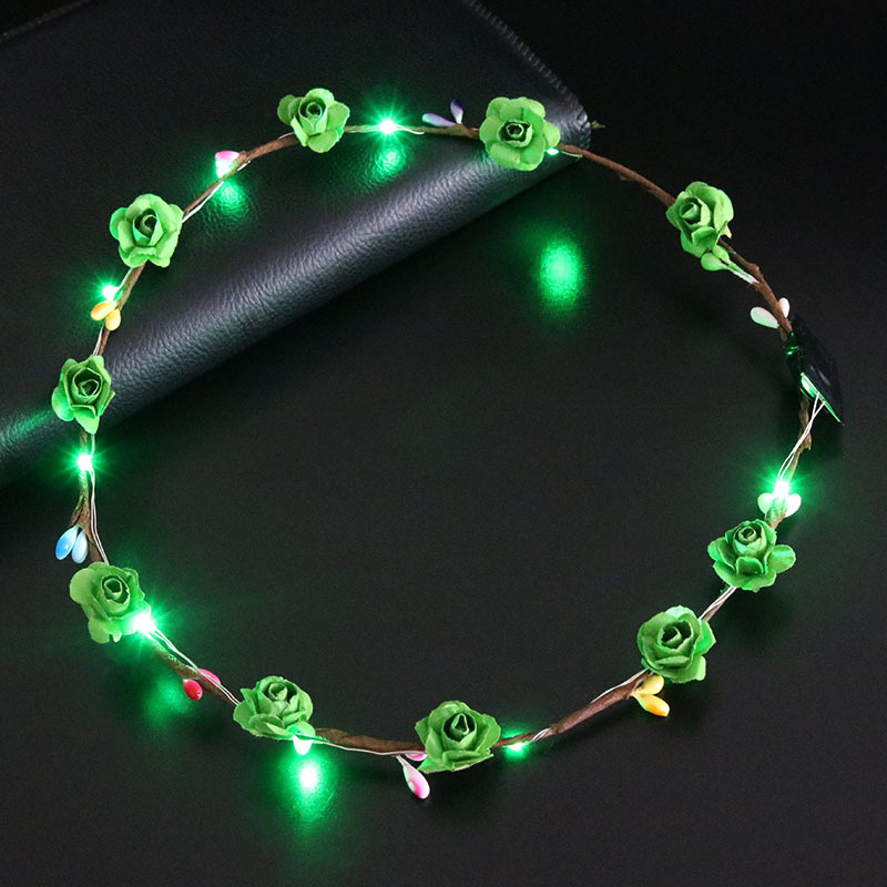 Christmas Holiday Flashing LED Hairbands Strings Glow Flower Crown Headbands Light Birthday Party Garland