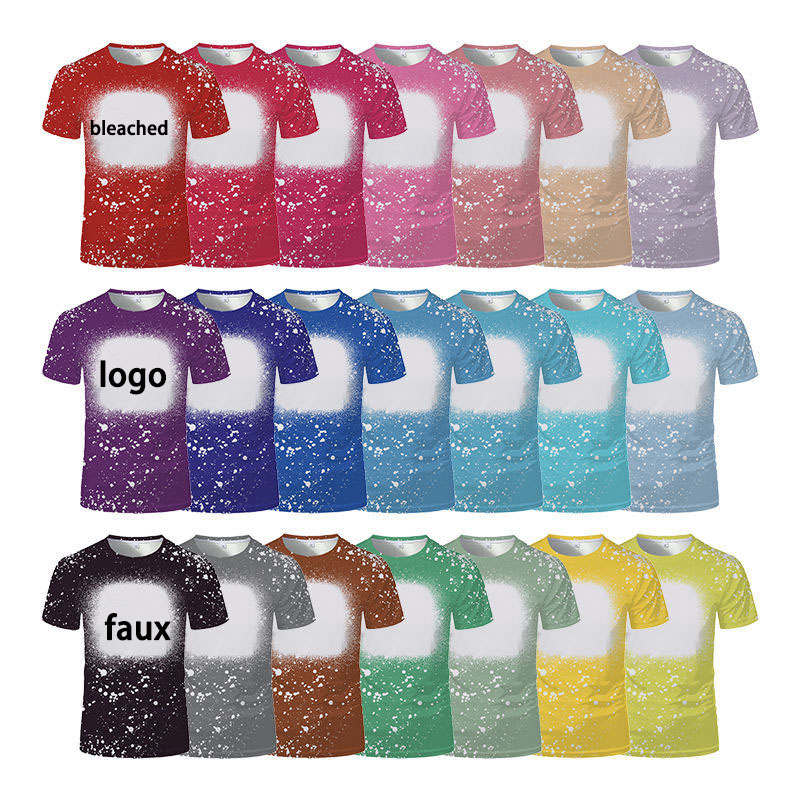 T-shirts à manches courtes blanchis par Sublimation, transfert de chaleur, T-Shirts en Polyester blanc blanchi, fournitures de fête pour hommes e