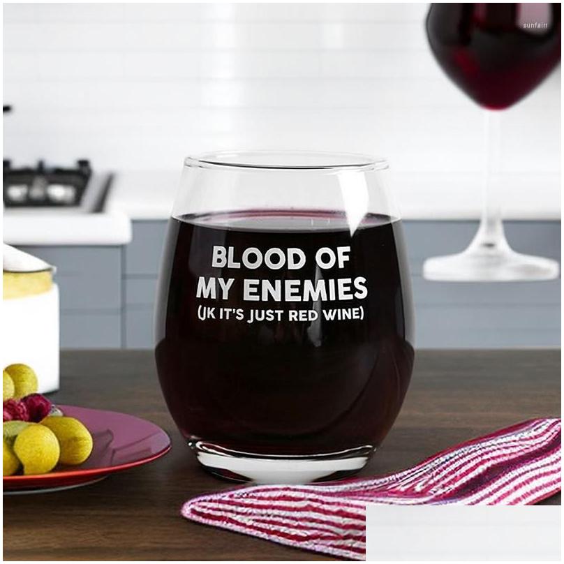 wine glasses blood of my enemies glass mug 12oz coffee tea cup home bar beer party gift for lover