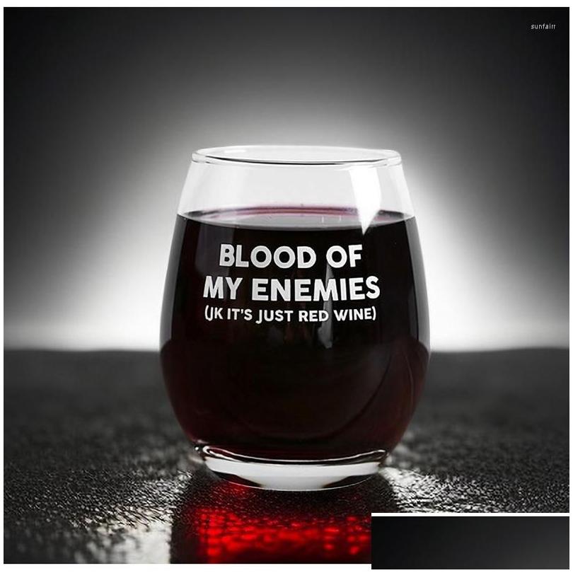 wine glasses blood of my enemies glass mug 12oz coffee tea cup home bar beer party gift for lover