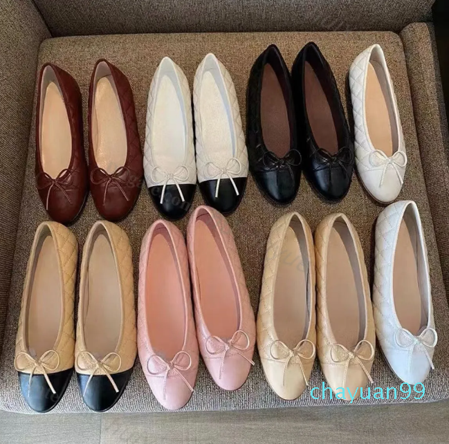Paris chaussures de créateurs de luxe noir ballerines chaussures chaussures habillées femmes marques matelassées en cuir véritable sans lacet bal