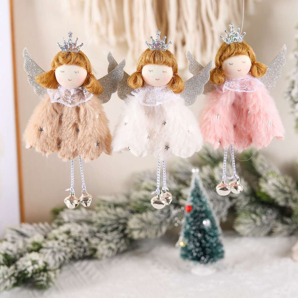 Nouvelles décorations couronne ange ensemble pendentif poupée petit dessin animé mignon filles et enfants