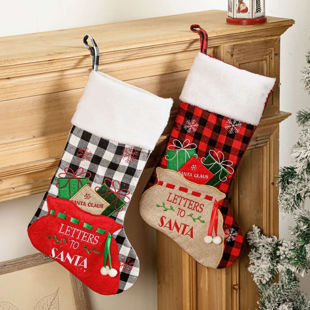 Nieuwe kerstversiering geborduurde sokken snoepzak hanger geschenkboom