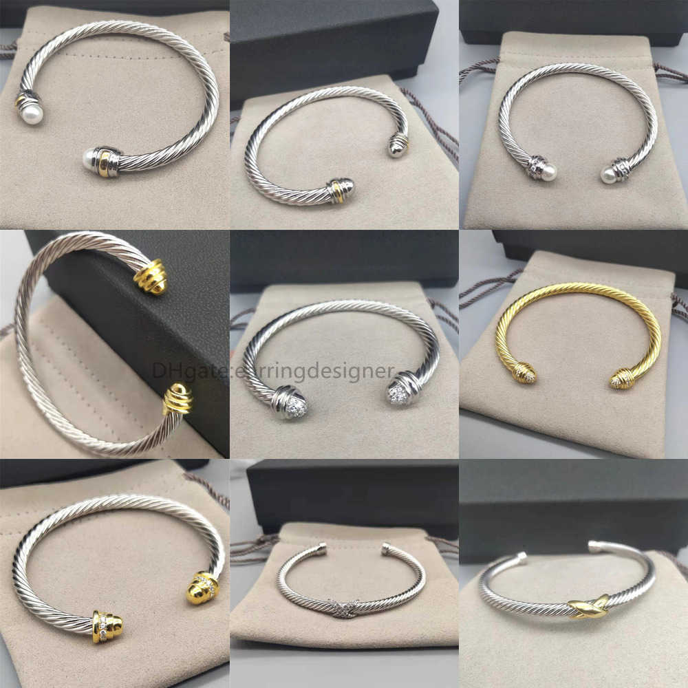 Bracelet Dy Luxury Designer Twisted Pearl Head Women Fashion Versatile Twist Bracelets Jewelry Platinum Plated Wedding Gifts 5MM 4MM thick 