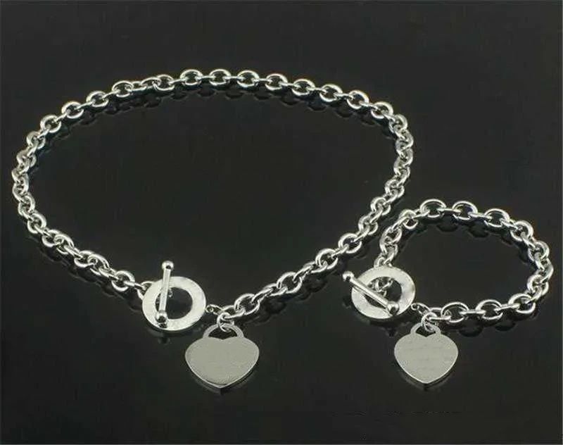 Cadeaux de Noël d'anniversaire Chaîne à maillons Argent Coeur T Bracelets ajouter un ensemble de colliers Bijoux de déclaration de mariage Collie