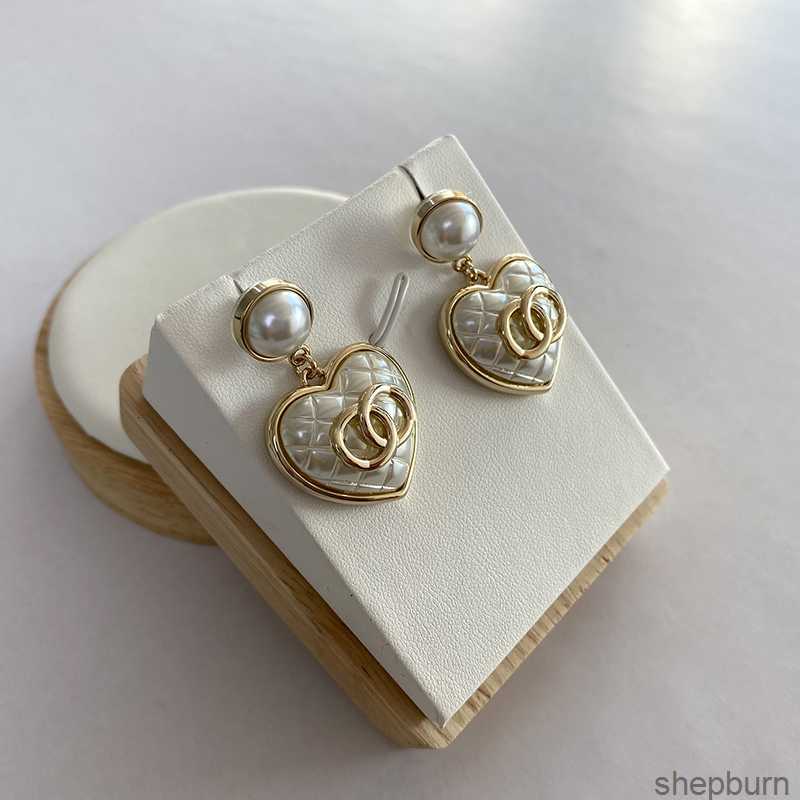 Channel Stud Earrings Pearl Diamond Drop Gold Earrings Designer for Woman Fashion Brand Not Fade Silver Wedding Earings 2p with counter gift box-image-901856273
