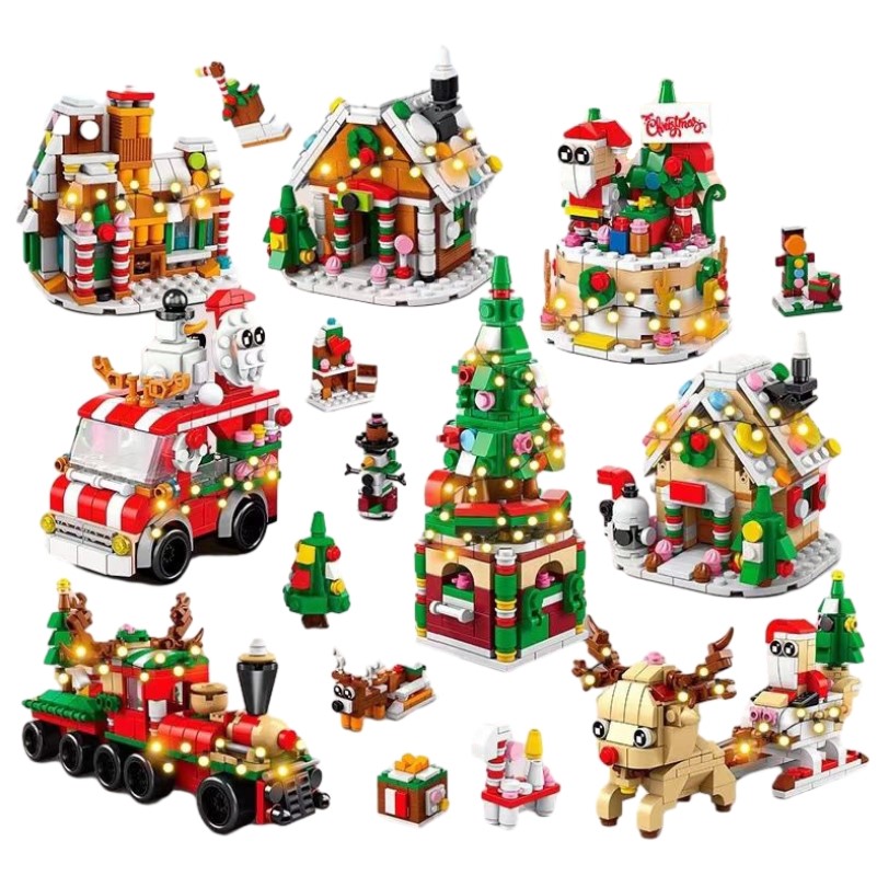 Christmas Blocks Toys Kids Toy Gifts Santa Christmas Train Elk Tree Building Blocks Decoration Sensory Interactive PartyGame Funny Anti-stress Re-image-727281186