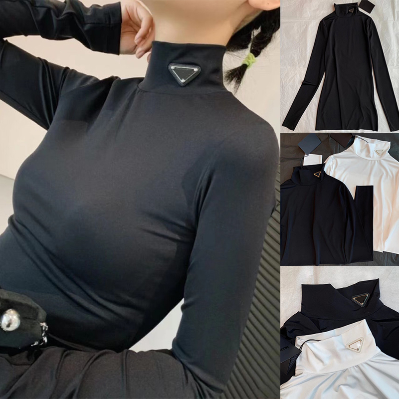 Designers Femmes Lettre T-shirt À Manches Longues Base Chemise Noir Blanc Couleurs Tees Dames Vêtements Classique Élastique Slim Tops SML