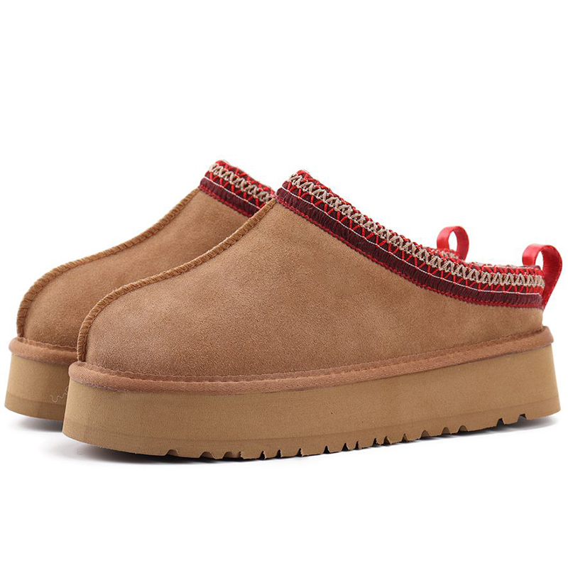 Women's thick soled winter designer boots Australian slippers Tasman Tazz boots girls' ankle short bow mini fur black chestnut pink bow-image-914629515