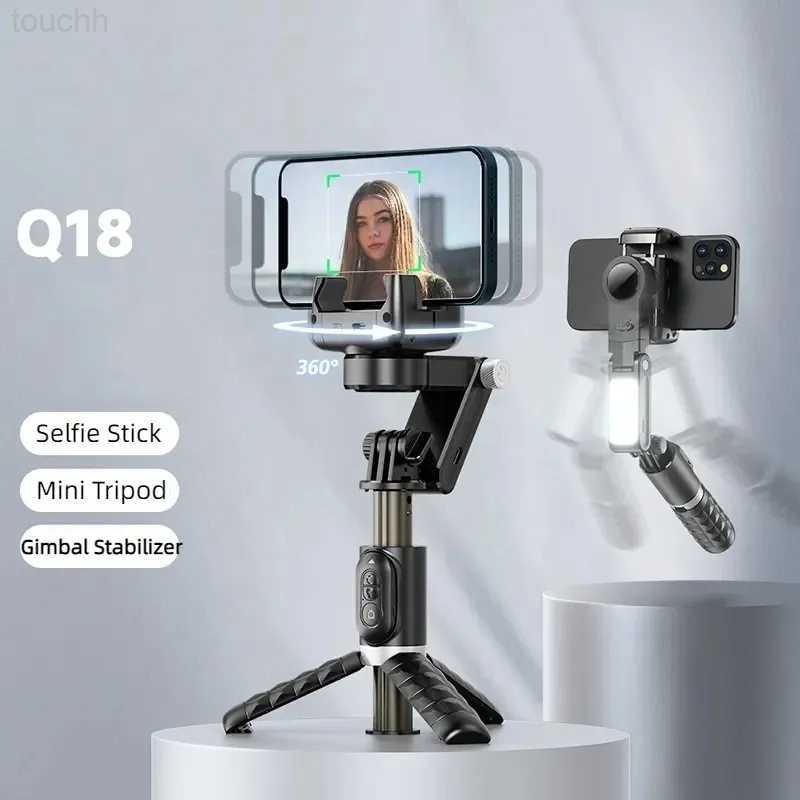Selfie Monopods Desktop Gimbal Stabilizer Wireless Remote Control Tripod Selfie Stick Face Tracking Phone Holder Selfie Stick Tripod Fill Light L-image-902033599