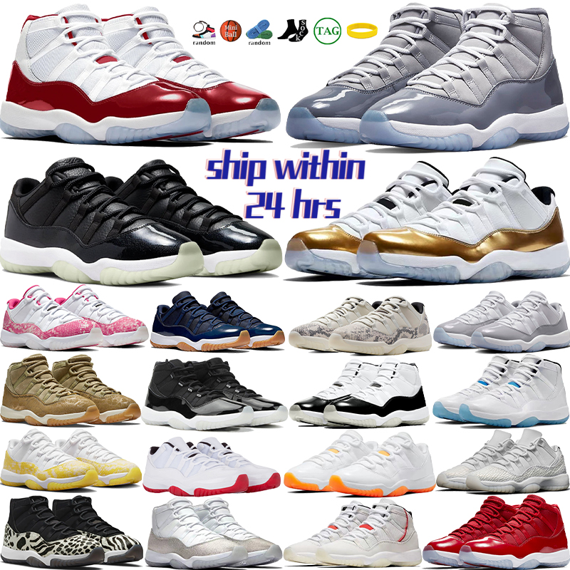 2023 Baskets de créateurs 11 Chaussures de basket-ball 11s Jumpman Low Cherry Cement Grey 72-10 Concord Bred University bleu rose or rose Snakesk