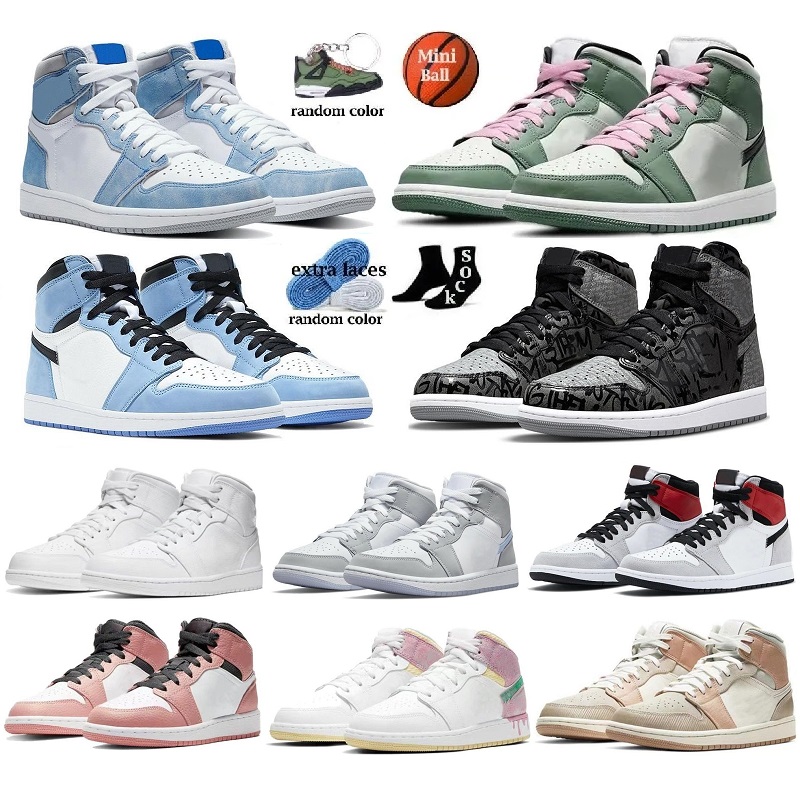 2022 Chaussures de basket-ball Hommes Femmes 1 1S Chaussures de course hautes Baskets d'extérieur Entraîneur University Blue Dark Mocha Unc Light