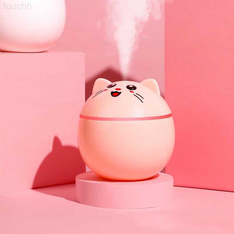 Humidifiers Air Humidifier for Home Ultrasonic Car Mist Maker with Colorful Night Cat USB Lamps Mini Office Air Purifier L230914-image-902530079