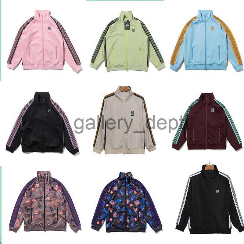 Chaquetas para hombres 2022 Green Blue Needles Chaquetas Hombres Mujeres High Street Bordado Mariposa Agujas Track Jacket Outerwear Stripe AWGE Abrigos J230914