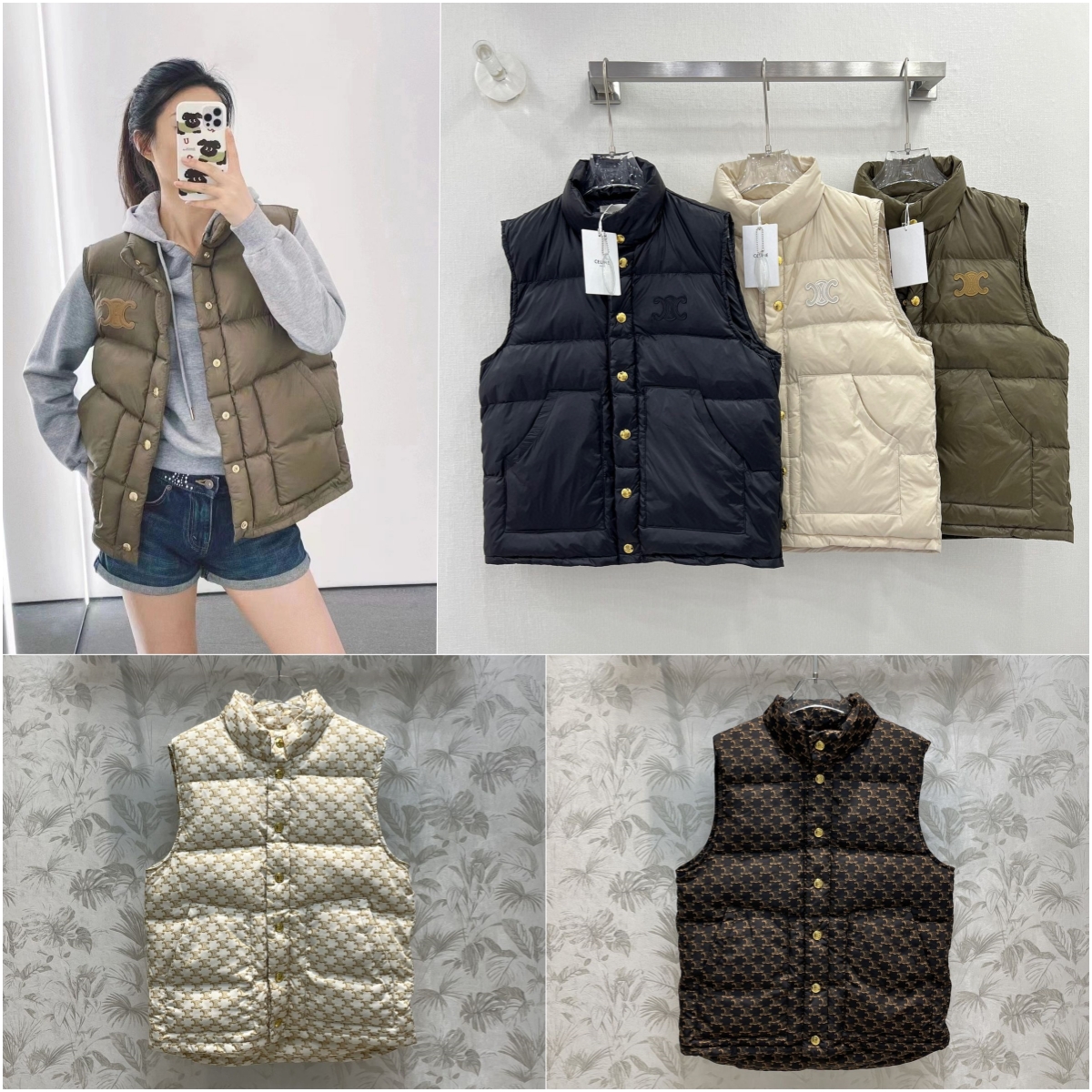 New Fashion Clothing Dupe Ce-line Down Vest Fashion Designer Embroidered Logo Vest For Women