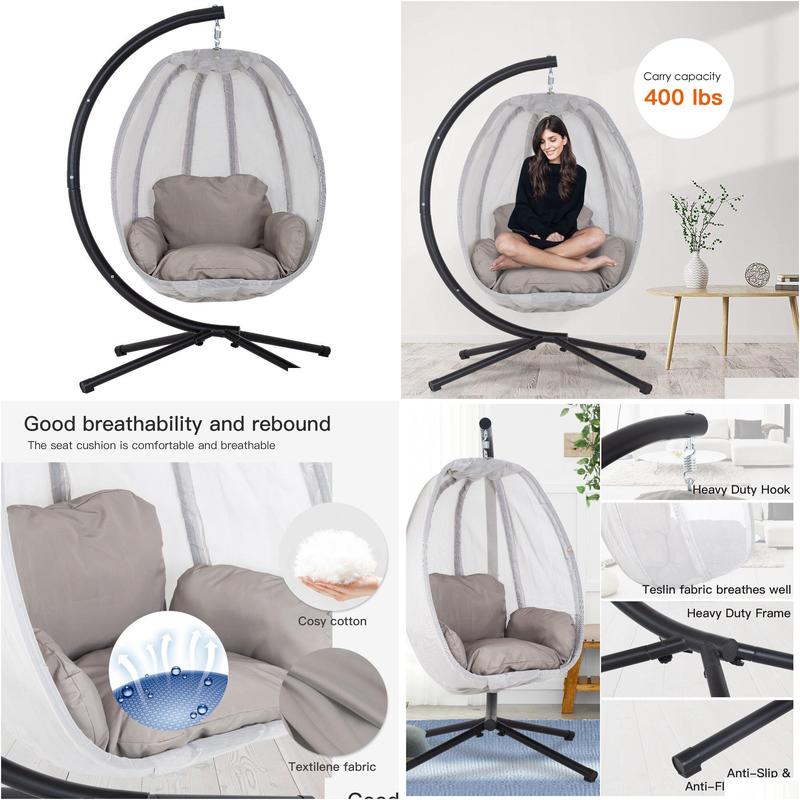 egg hammock chair hanging swing chair with metal stand and cushion