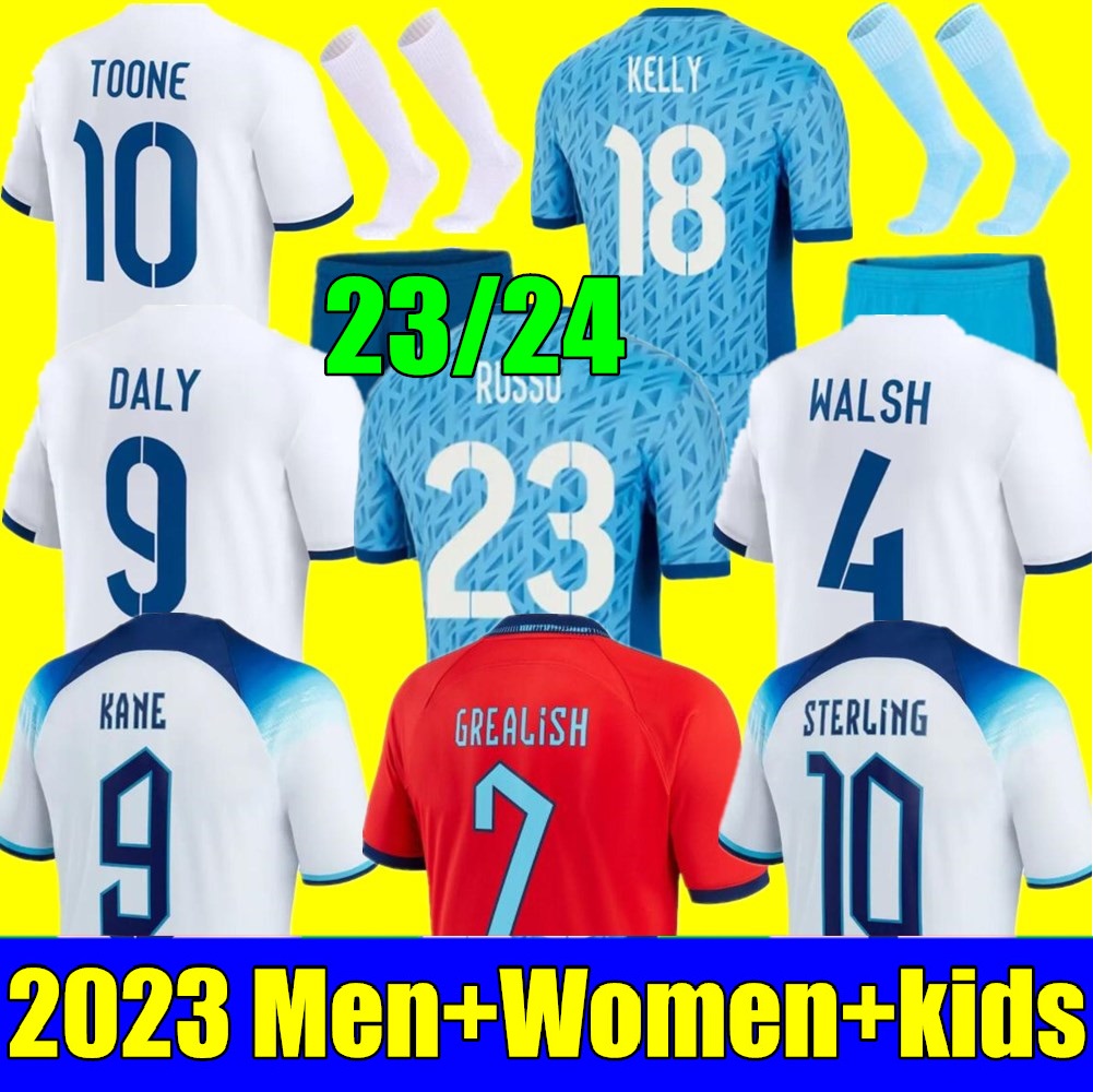 2023 Angleterre Toone Soccer Jerseys Angleterre Coupe du monde Femmes Angleterre Maillot de football Kirby White Bright Mead Kane Sterling Rashfo