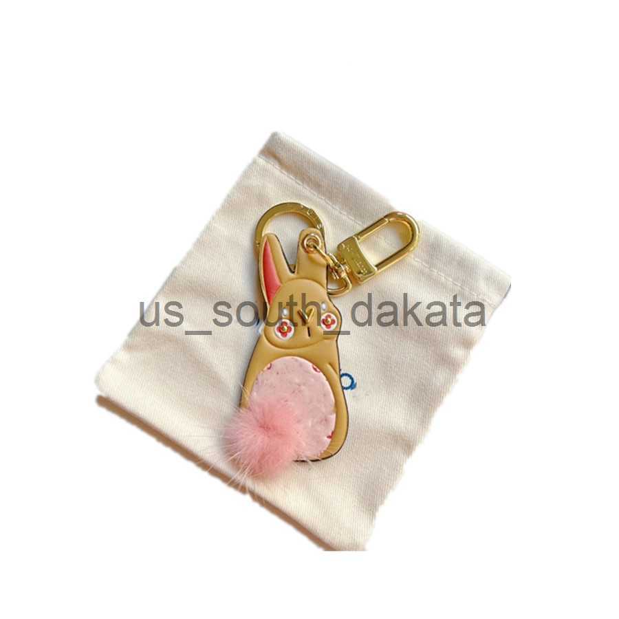 Key Rings Luxury Brand Rabbit Key Wallet Famous Designer Letter-printed Fur Keychain Unisex Keyring Classic Men and Women Bag Handbags Totes Pend-image-902313810