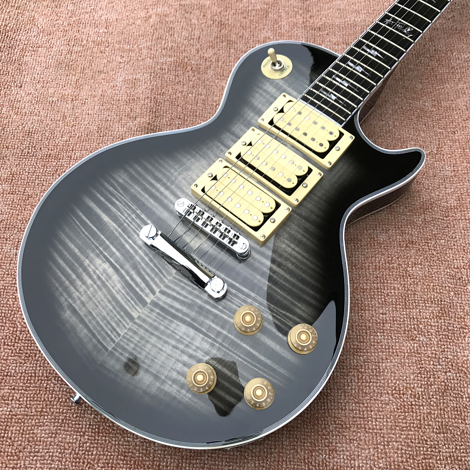 Custom Shop LP Ace frehley signature 3 pickups Electric Guitar,one piece neck,Rosewood Fingerboard,Chrome Hardware, free delivery