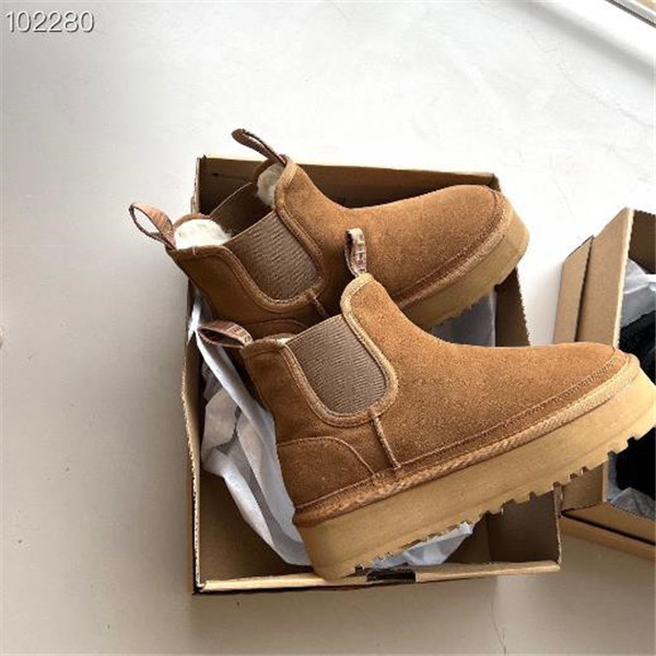 Womens Neumel Platform Chelsea boots shoes Chestnut black chelsea Designer flat snow boot winter comfprt womens bootie putdoor sneakers-image-902622672