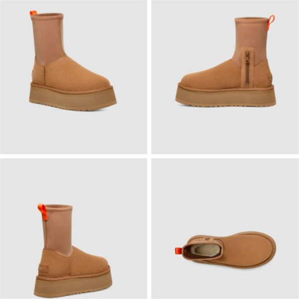 Classic Dipper short snow boots New elastic hose boots for womens winter thick soles increased leather and fur integrated snow boots plush and thick