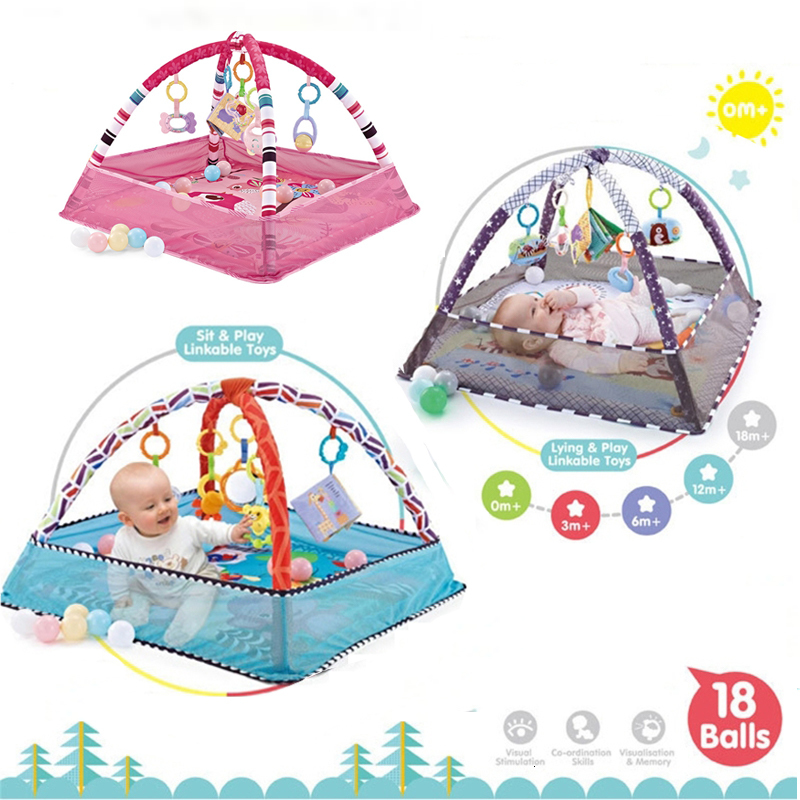 Multifunctional Baby Play Mat With Rattles Mobiles Fitness Frame For Crawling - Fence Infant Rug Enlightenment Toys-image-1046178291