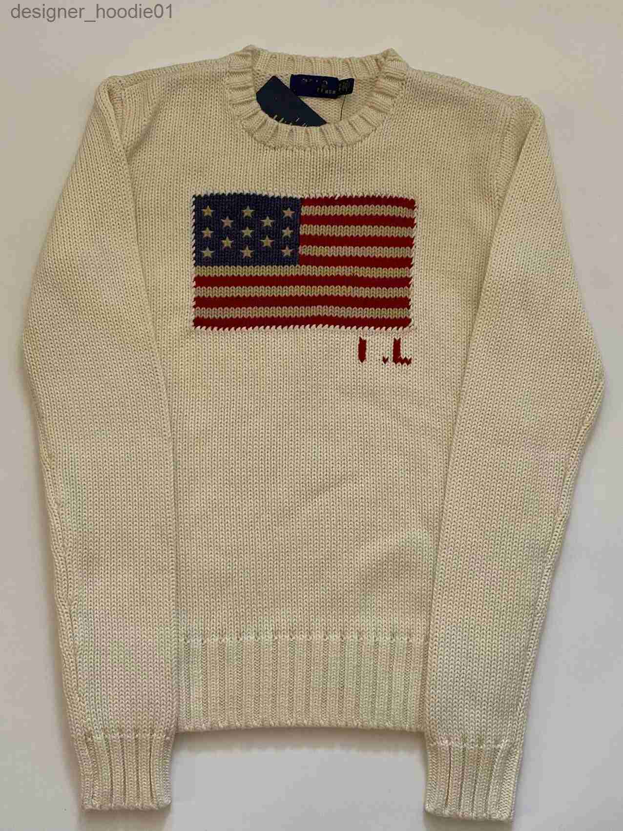 Women's Sweaters US Women's knitting sweater - Flag of the United States sweater 2023 winter fashion comfortable cotton pullover L23091-image-902541602