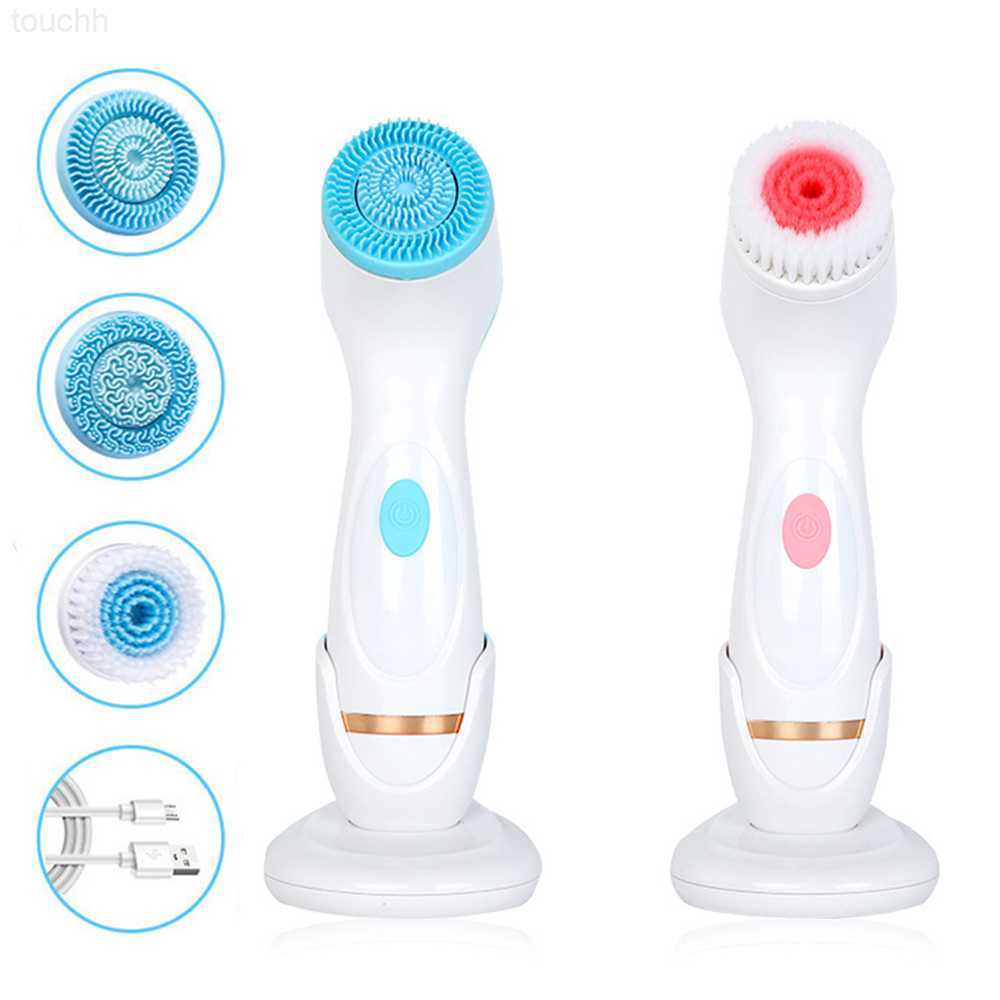 Electric Face Scrubbers Facial Cleansing Brush 3 Heads Sonic New Face Spin Brush Set Galvanica System For Skin Deep Cleaning Remove Blackhead Mac-image-904224413