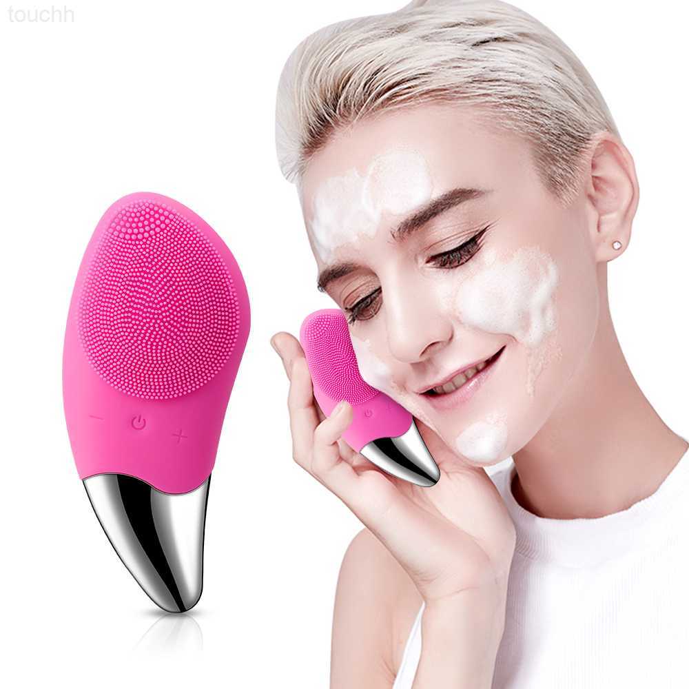 Electric Face Scrubbers USB Electric Silicone Facial Cleansing Brush Ultrasonic Face Washing Brush Face Cleaner Deep Pore Cleaning Device Skin Ma-image-904224097