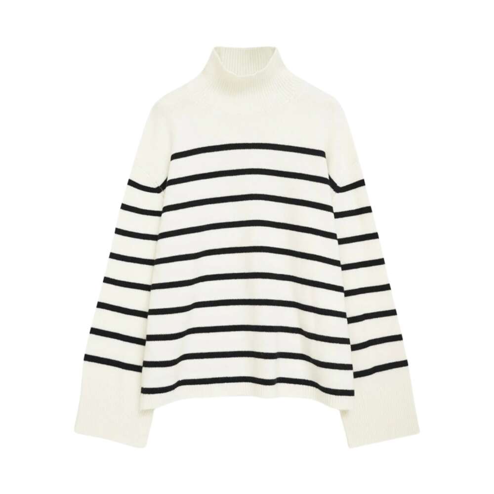 Designer Anines Women Bing Original Quality Sweaters New Striped 100% Cashmere Turtle Neck Jumper Unsatisfied Can Be Returned-image-902876966